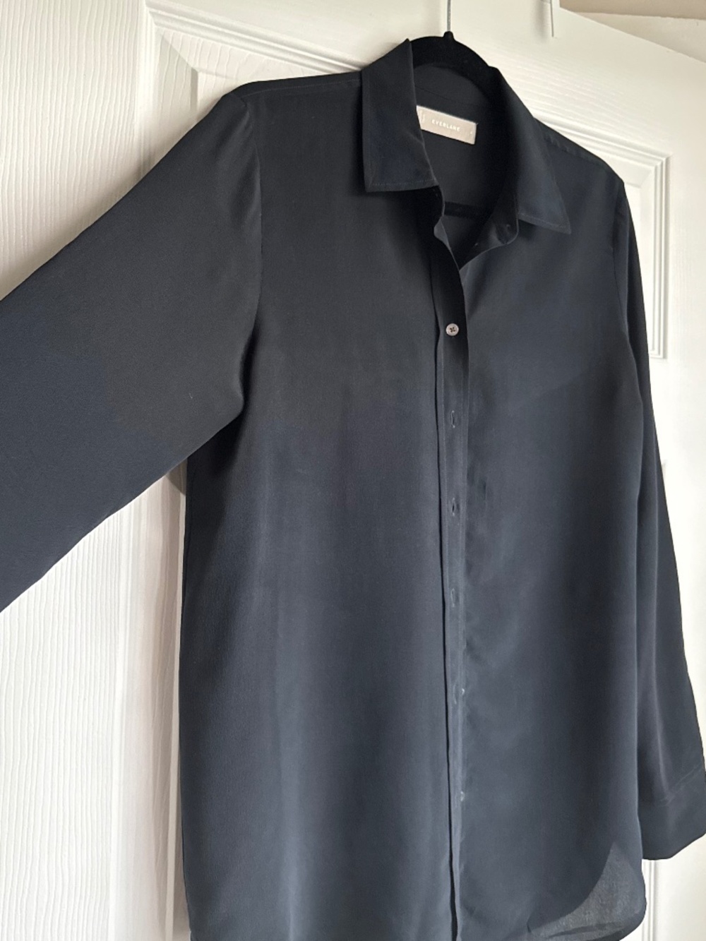 Everlane 100% Silk Button Up Blouse Top Black Size 4